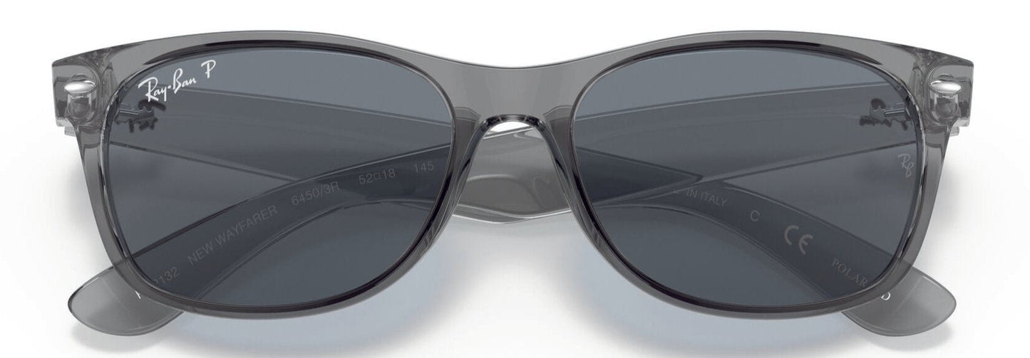 Ray-Ban 2132 New Wayfarer Polarised Transparent Grey Dark Blue RB2132 64503R (55)