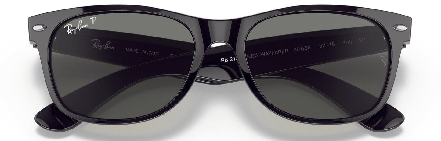 Ray-Ban 2132 New Wayfarer Polarised Black Green RB2132 901/58 (58)