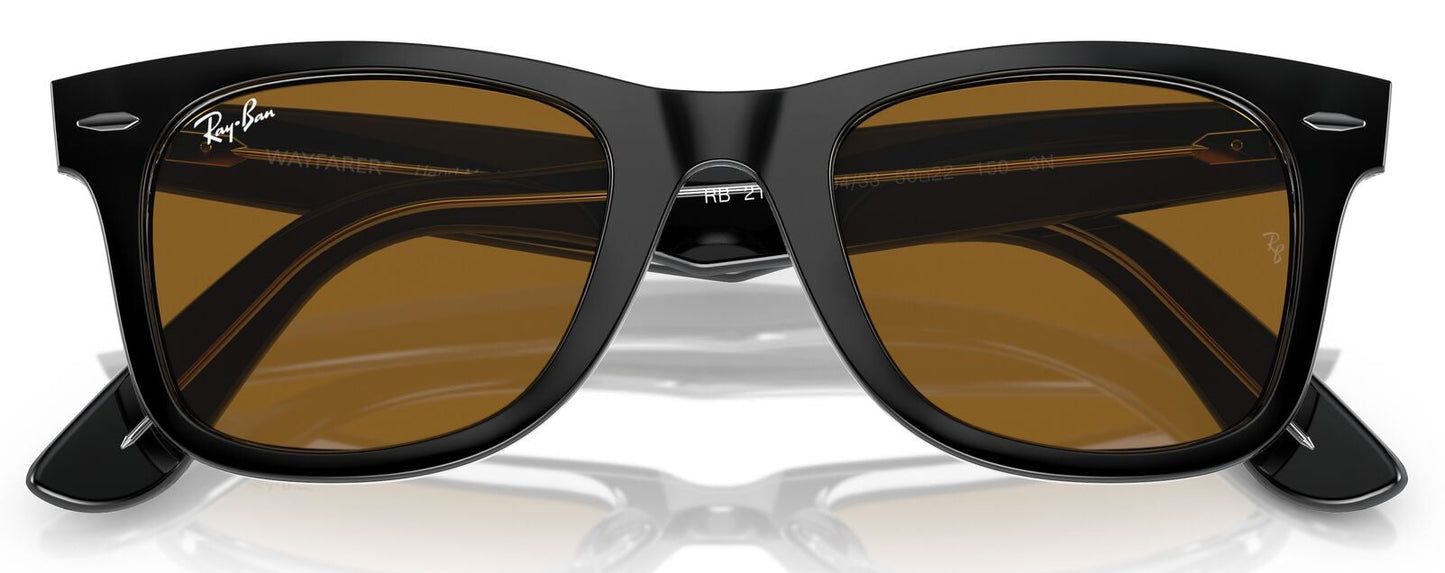 Ray-Ban 2140 Original Wayfarer Black On Transparent Brown RB2140 129433 (54)