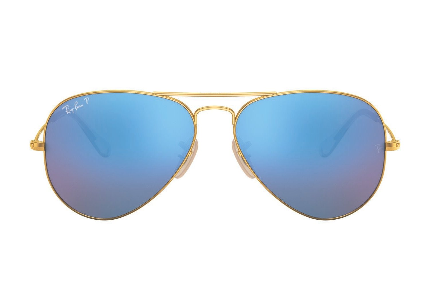 Ray-Ban Aviator Sunglasses Matte Gold Blue Mirror – Great