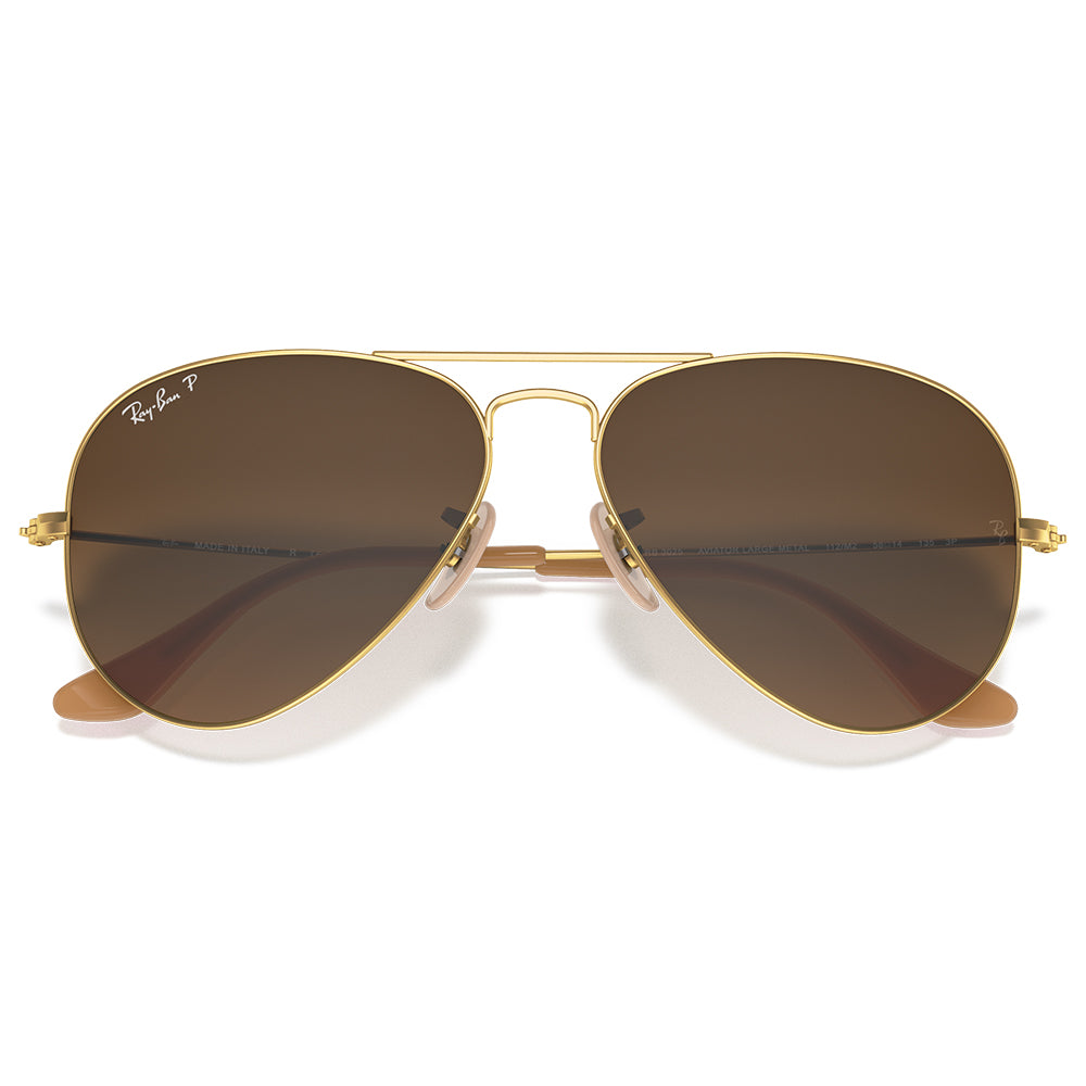 Ray-Ban Aviator Polarised Matte Arista Gradient Brown RB3025 112/M2 (58)