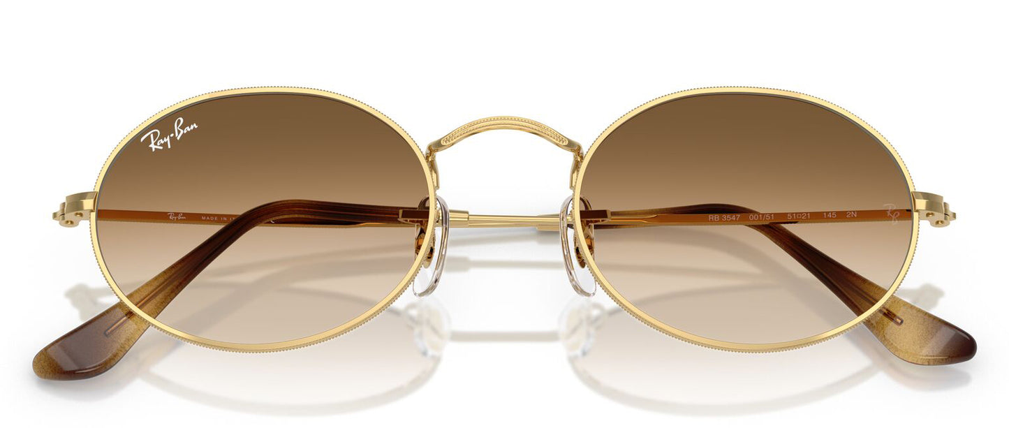 Ray-Ban 3547 Oval Arista Gold Clear Brown Gradient RB3547 001/51 (54)