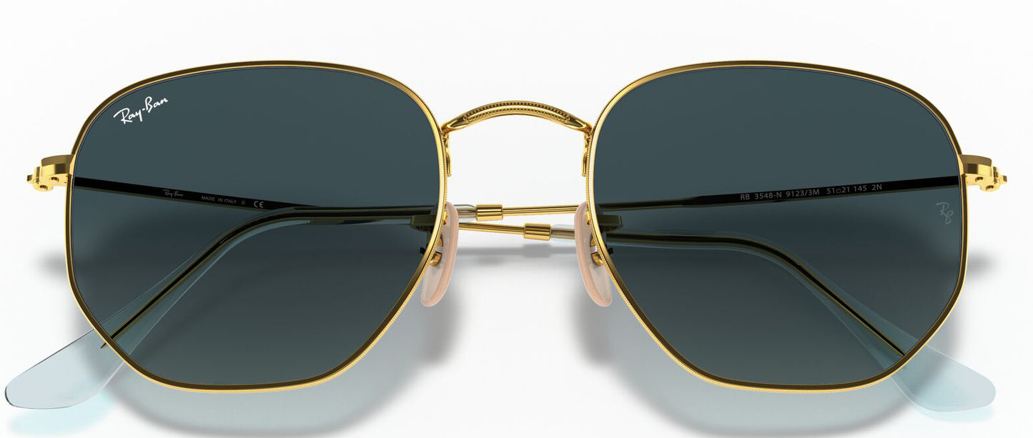 Ray-Ban 3548N Hexagonal Arista Gold Blue RB3548N 91233M (54)