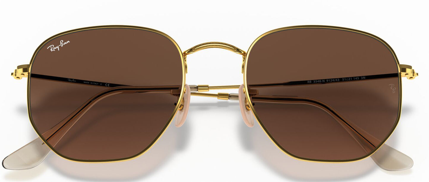 Ray-Ban 3548N Hexagonal Arista Gold Brown RB3548N 912443 (54)