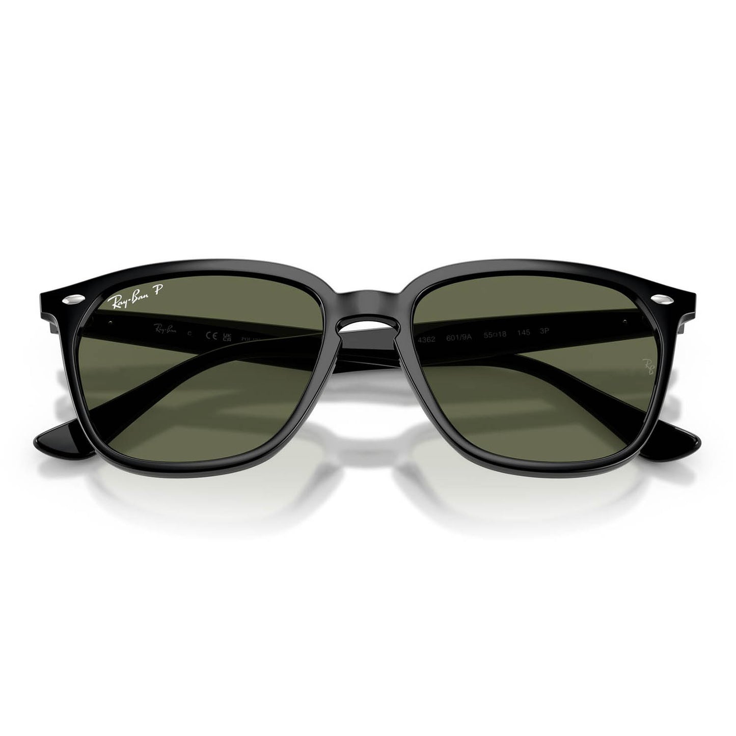 Ray-Ban 4362 Polarised Black G-15 Green RB4362 601/9A (55)