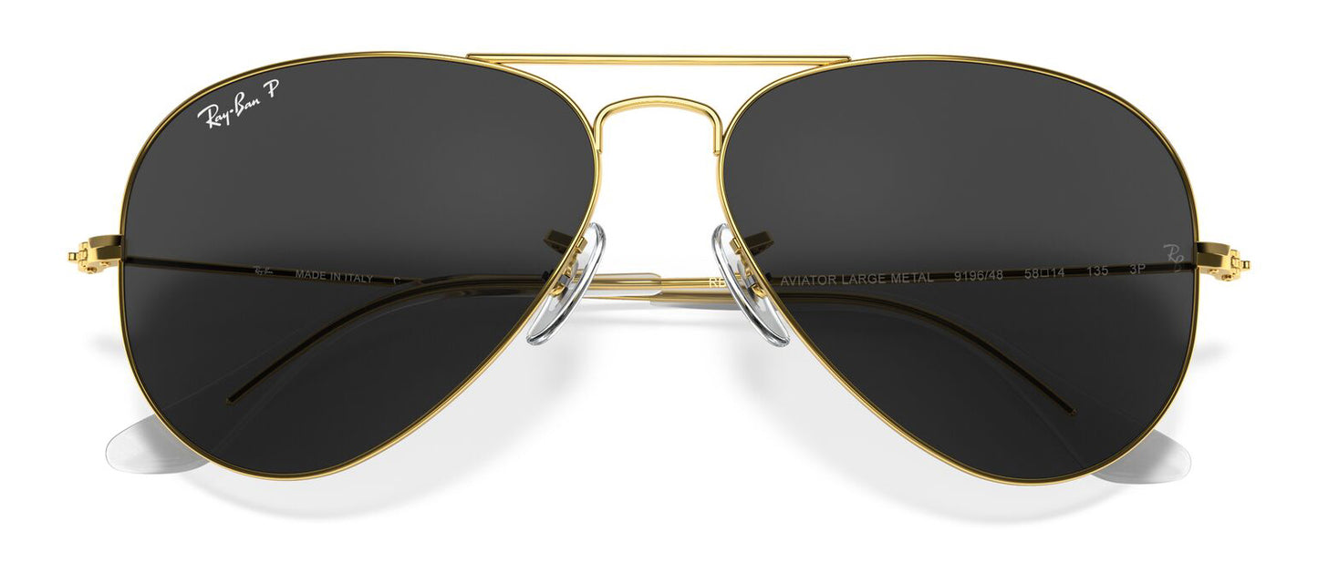 Ray-Ban Aviator 3025 Polarised Gold Black RB3025 919648 (58)
