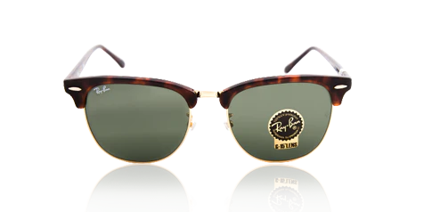 Collection Link to Ray-Ban Women's Clubmaster Sunglasses with Tortoiseshell Frame and Green Lenses