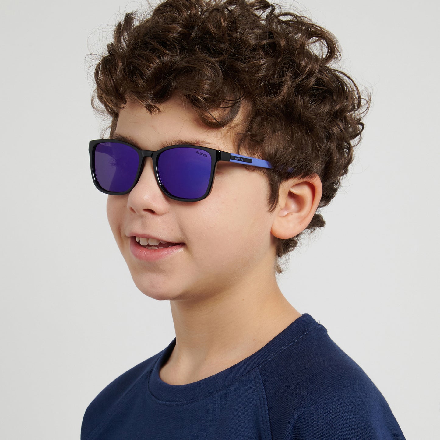 Polaroid Kids 8077/S Polarised Black/Lilac Violet Mirror PLD 8077/S 1X2 MF (49)