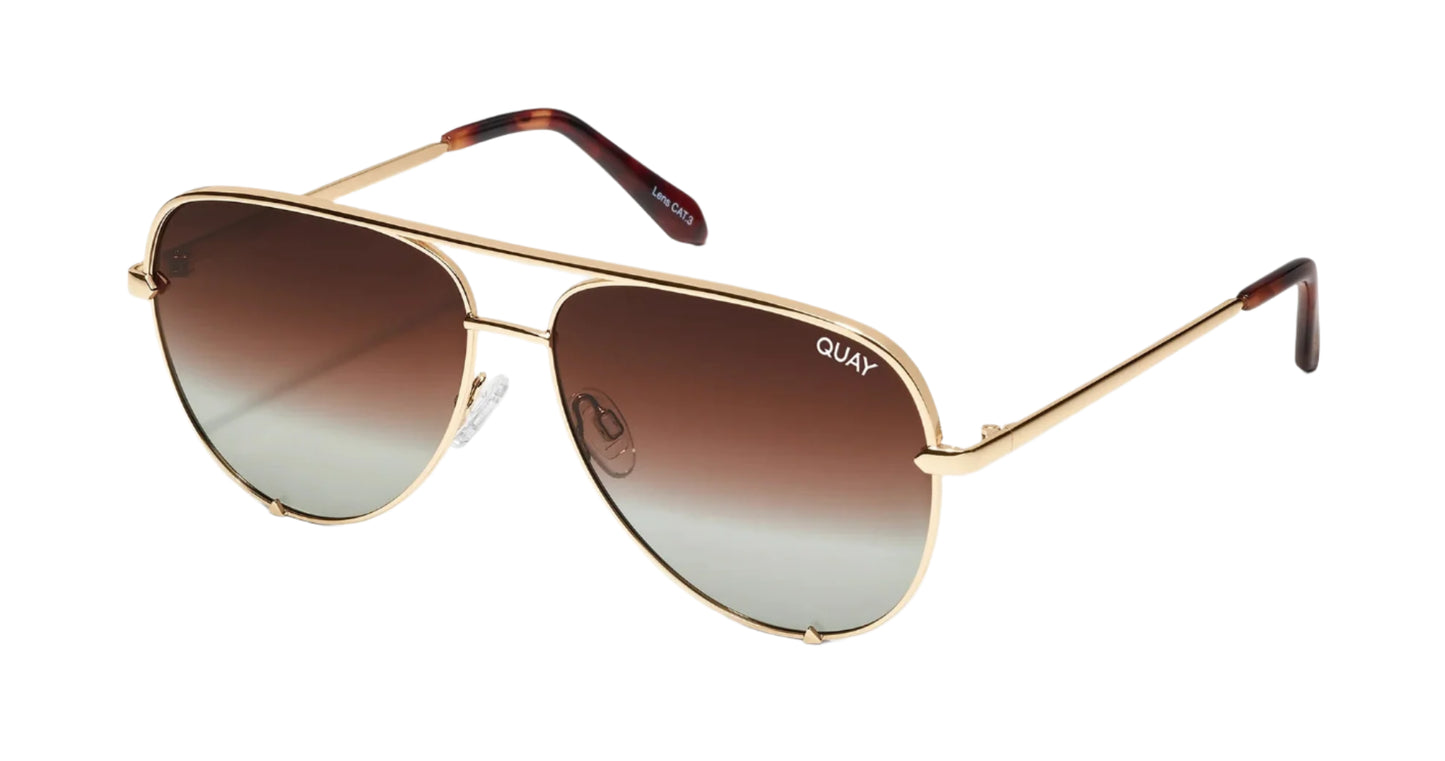 Quay High Key Extra Large Gold Brown Fade Polarised (High Key Extra Large 05)
