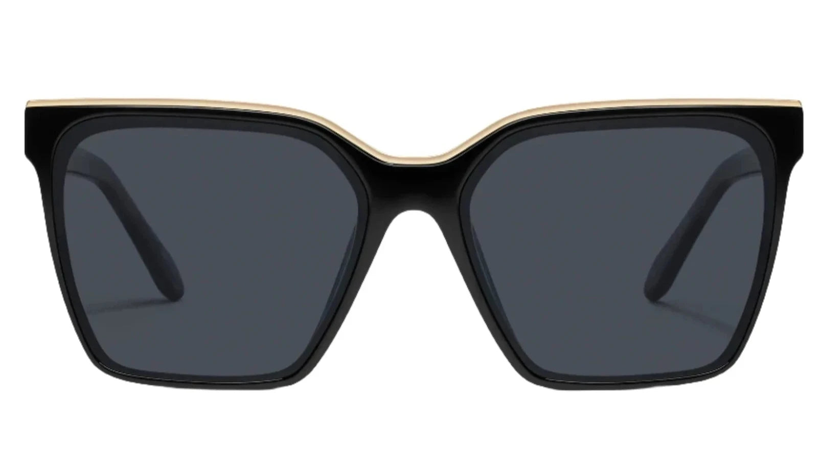 Quay Australia Level Up Black Frame and Gold Rim Sunglasses QUAY AUSTRALIA LEVEL UP - Sunglasses - matte black/black  main image 2
