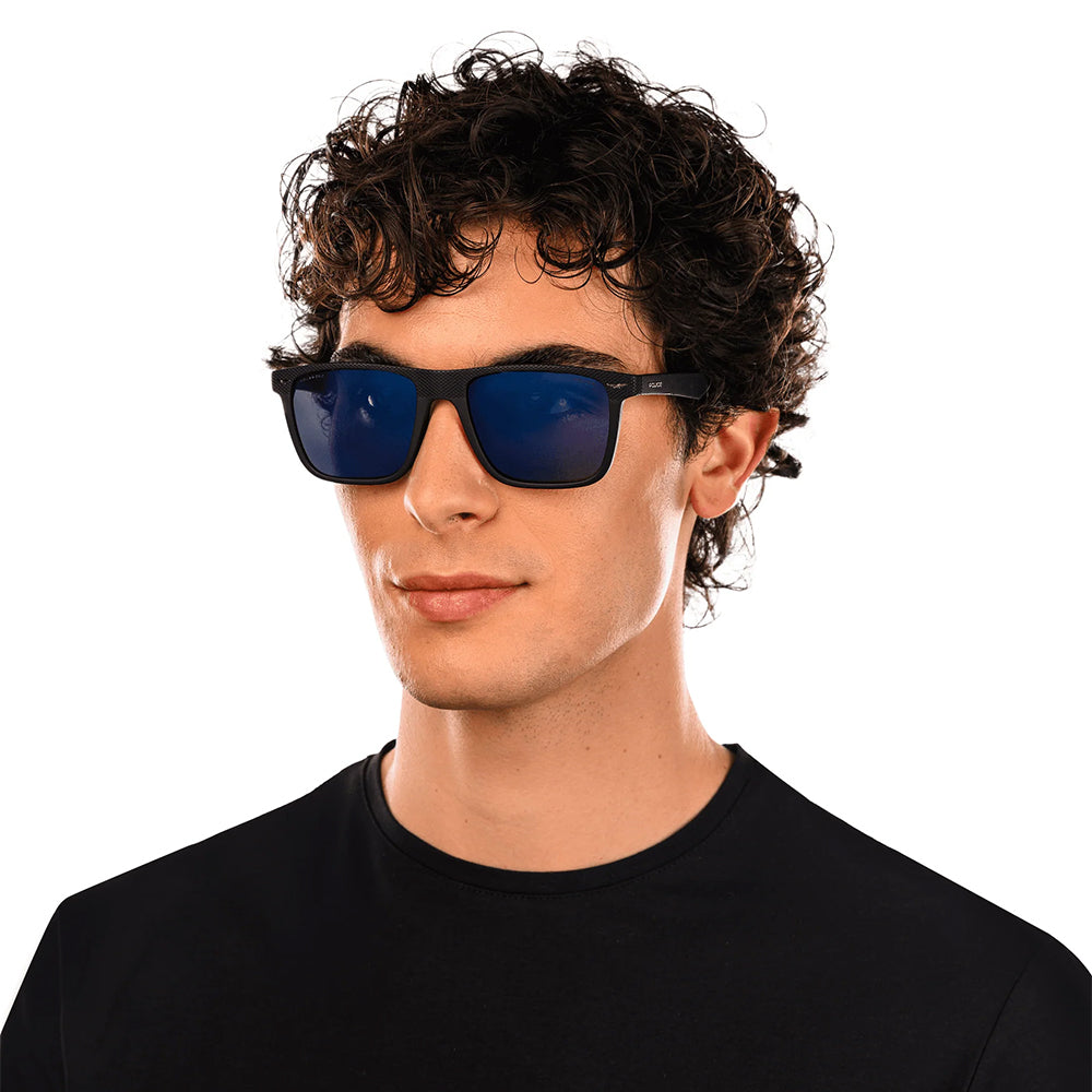 Police Gator 2 Polarised Matte Black Smoke/Blue Mirror SPLE02 U28B (57)