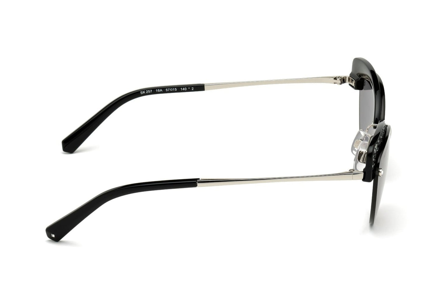 Swarovski 0257 Gloss Black Glitter Silver Flash Mirror Grey (0257 16A)