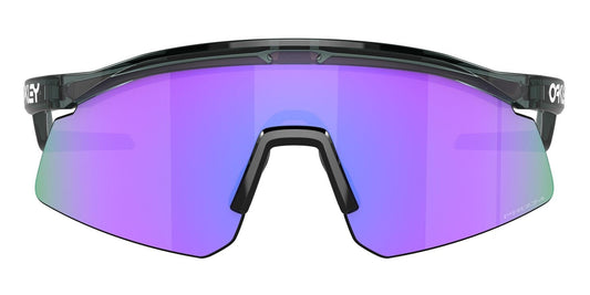 Sunglasses with purple lenses and black frame on a white background