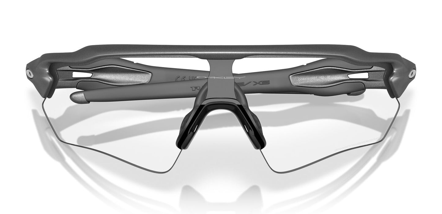 Black sunglasses with a reflective surface on a white background