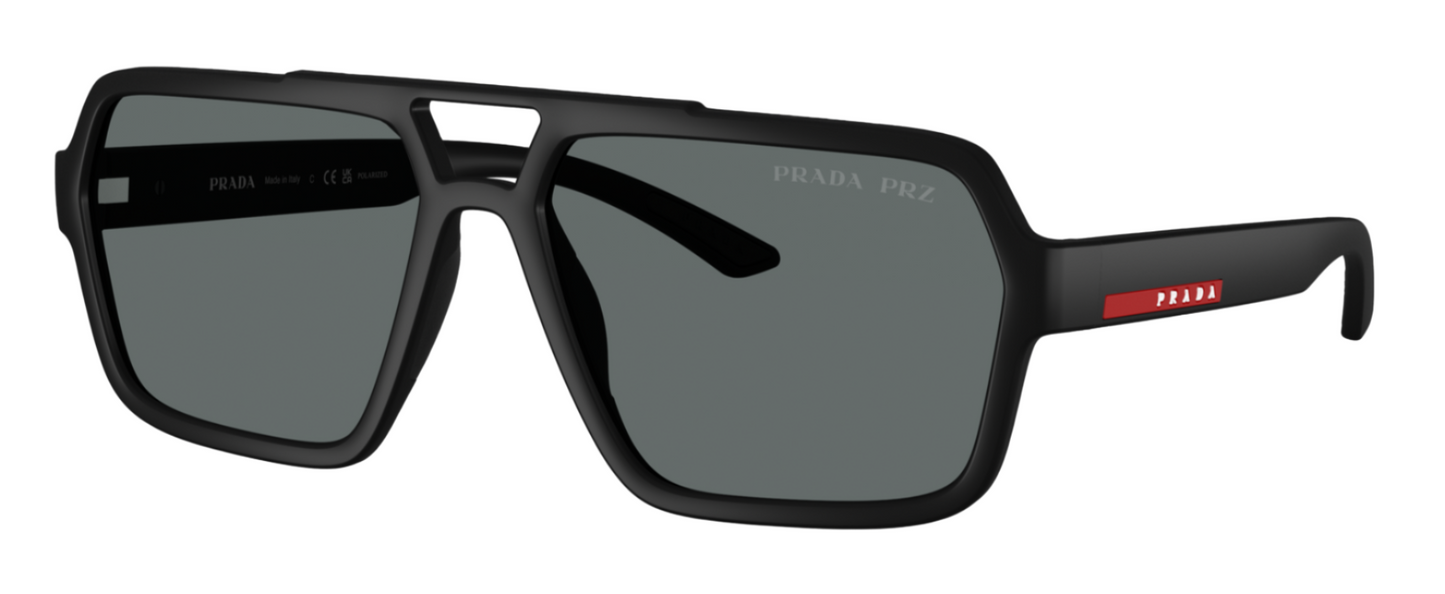 Prada A06S Polarised Black Rubber Dark Grey (A06S DG002G)