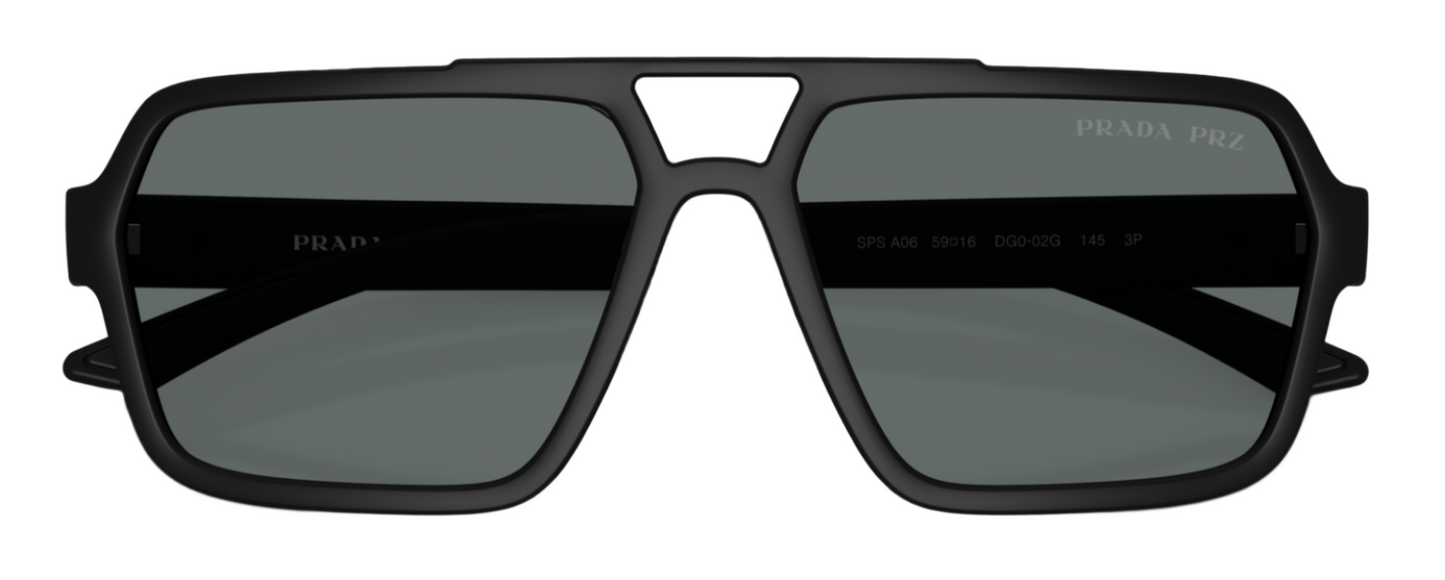 Prada A06S Polarised Black Rubber Dark Grey (A06S DG002G)