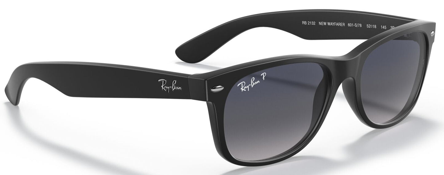 Ray-Ban 2132 New Wayfarer Polarised Matte Black Blue/Grey Gradient RB2132 601S78 (55)