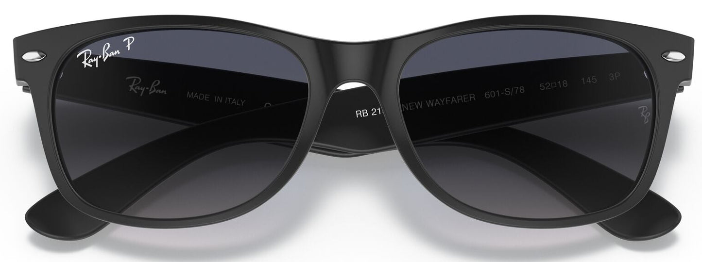 Ray-Ban 2132 New Wayfarer Polarised Matte Black Blue/Grey Gradient RB2132 601S78 (55)