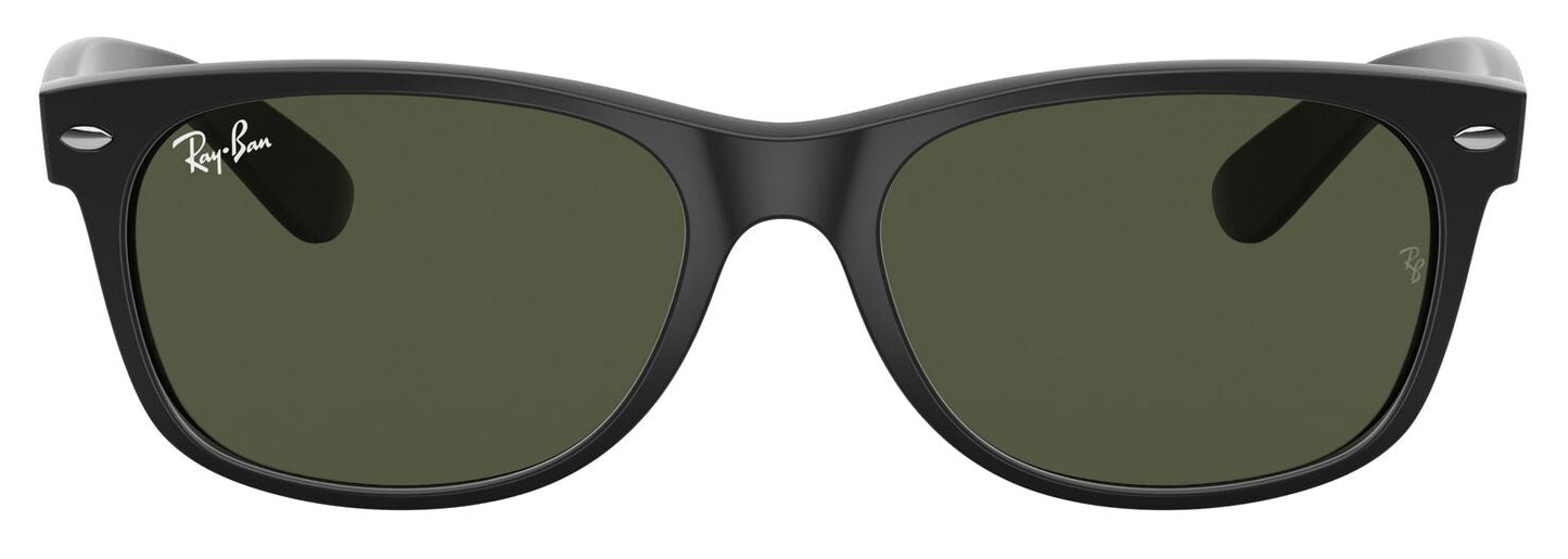 Ray-Ban 2132 New Wayfarer Black Rubber G15 Green RB2132 622 (55)