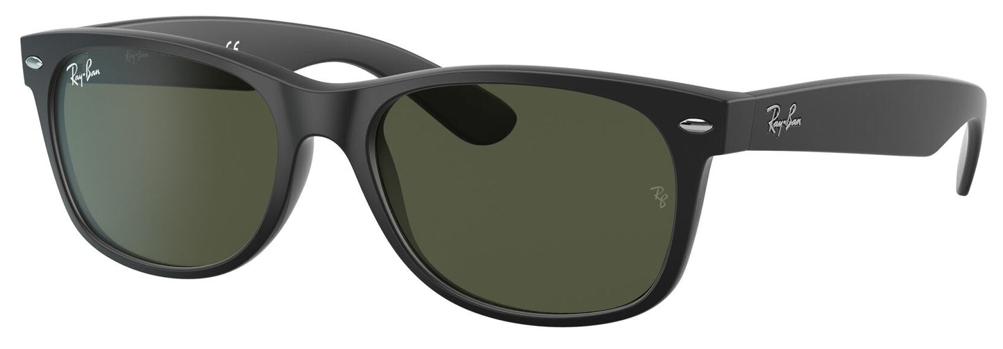 Ray-Ban 2132 New Wayfarer Black Rubber G15 Green RB2132 622 (55)