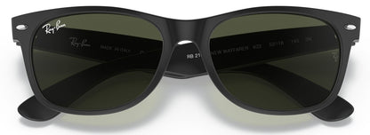 Ray-Ban 2132 New Wayfarer Black Rubber G15 Green RB2132 622 (55)