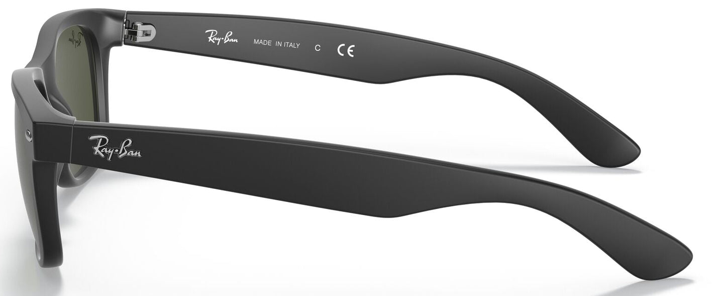Ray-Ban 2132 New Wayfarer Black Rubber G15 Green RB2132 622 (55)