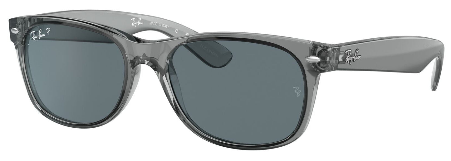 Ray-Ban 2132 New Wayfarer Polarised Transparent Grey Dark Blue RB2132 64503R (52)