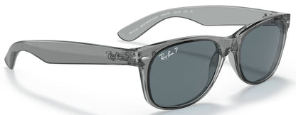 Ray-Ban 2132 New Wayfarer Polarised Transparent Grey Dark Blue RB2132 64503R (52)