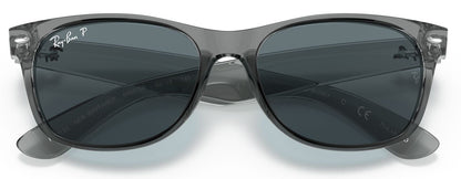Ray-Ban 2132 New Wayfarer Polarised Transparent Grey Dark Blue RB2132 64503R (52)