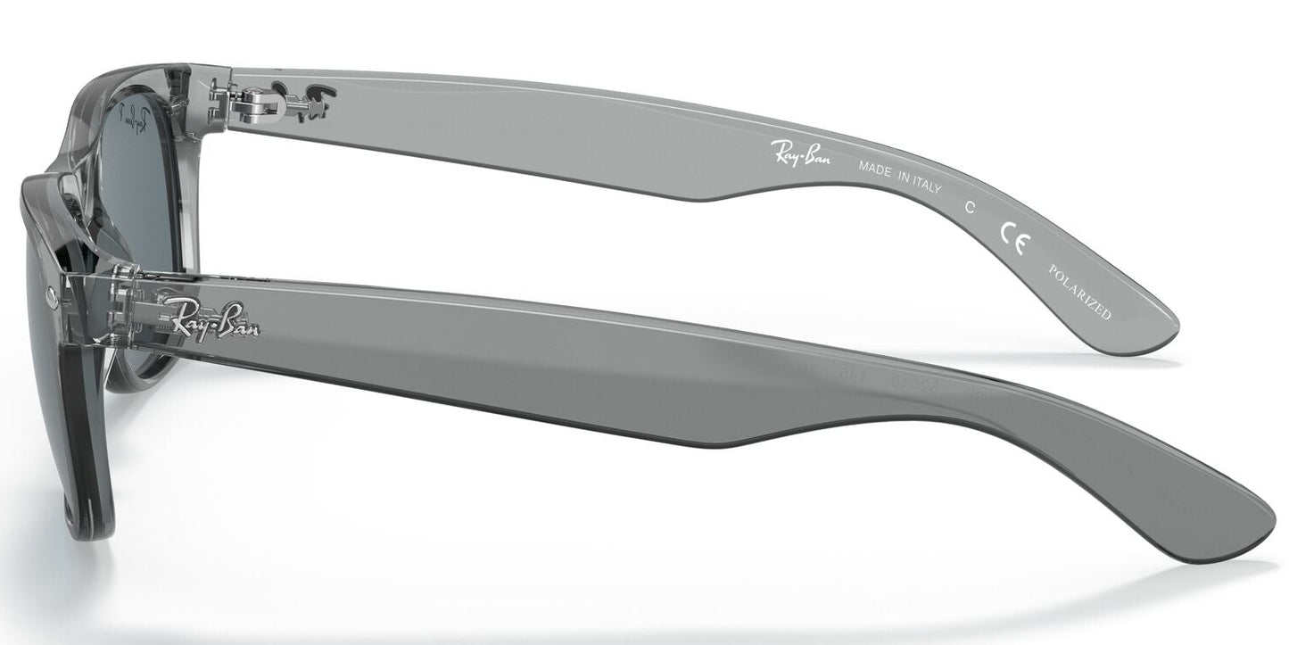 Ray-Ban 2132 New Wayfarer Polarised Transparent Grey Dark Blue RB2132 64503R (52)