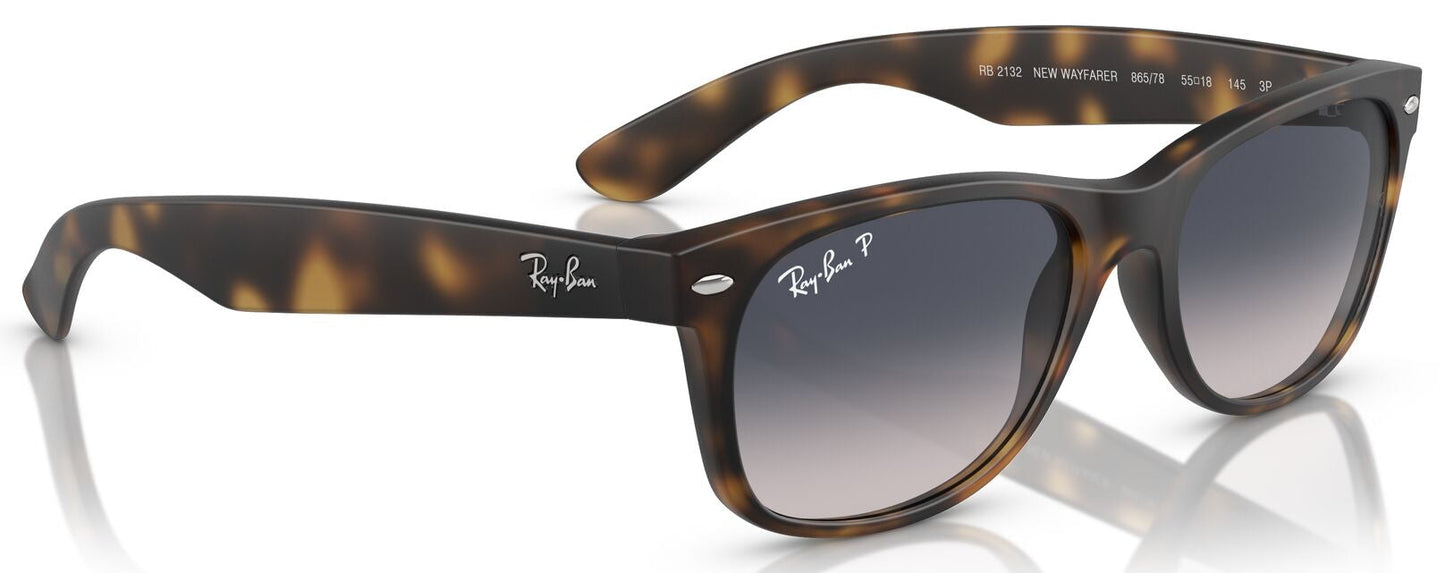 Ray-Ban 2132 New Wayfarer Polarised Matte Havana Blue Gradient RB2132 865/78 (55)