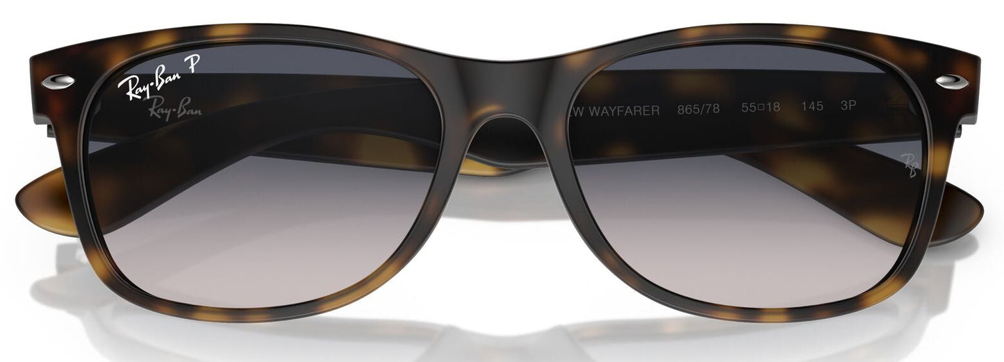 Ray-Ban 2132 New Wayfarer Polarised Matte Havana Blue Gradient RB2132 865/78 (55)