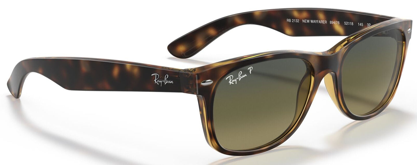 Ray-Ban 2132 New Wayfarer Polarised Matte Havana Blue/Green Gradient RB2132 894/76 (55)
