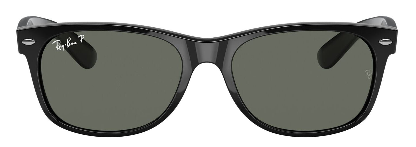 Ray-Ban 2132 New Wayfarer Polarised Gloss Black G15 Green RB2132 901/58 (55)