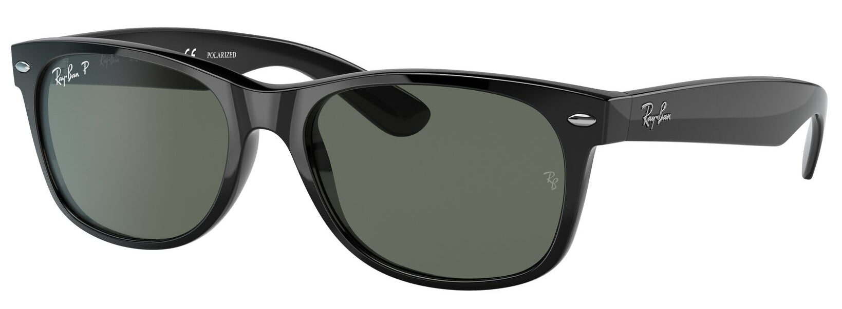 Ray-Ban New Wayfarer 2132 Polarised Gloss Black G15 Green (2132 901/58)