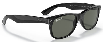 Ray-Ban 2132 New Wayfarer Polarised Gloss Black G15 Green RB2132 901/58 (55)