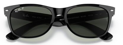 Ray-Ban 2132 New Wayfarer Polarised Gloss Black G15 Green RB2132 901/58 (55)
