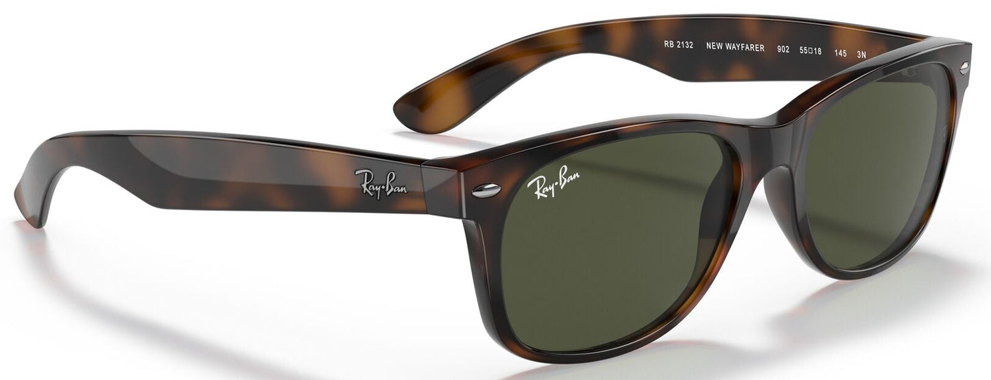 Ray-Ban 2132 New Wayfarer Tortoise G-15 Green RB2132 902 (52)