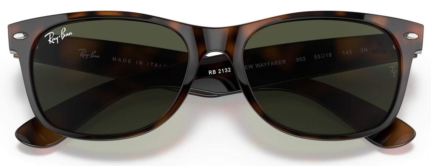 Ray-Ban 2132 New Wayfarer Tortoise G-15 Green RB2132 902 (52)