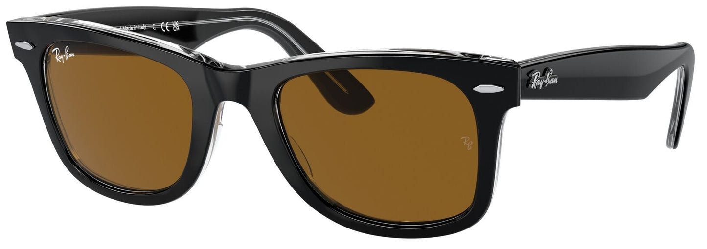 Ray-Ban 2140 Original Wayfarer Black On Transparent Brown RB2140 129433 (54)