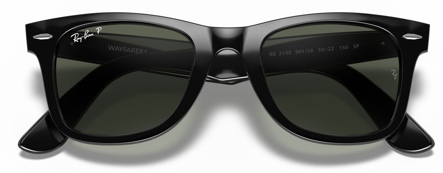 Ray-Ban 2140 Original Wayfarer Polarised Black Green RB2140 901/58 (50)