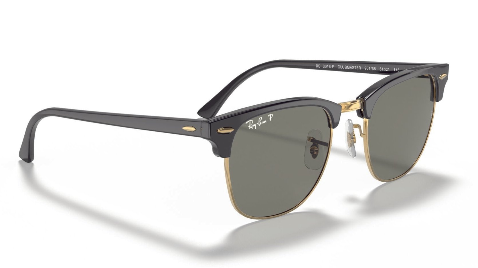 Ray-Ban 3016F Clubmaster Polarised Black Crystal Green RB3016F 901