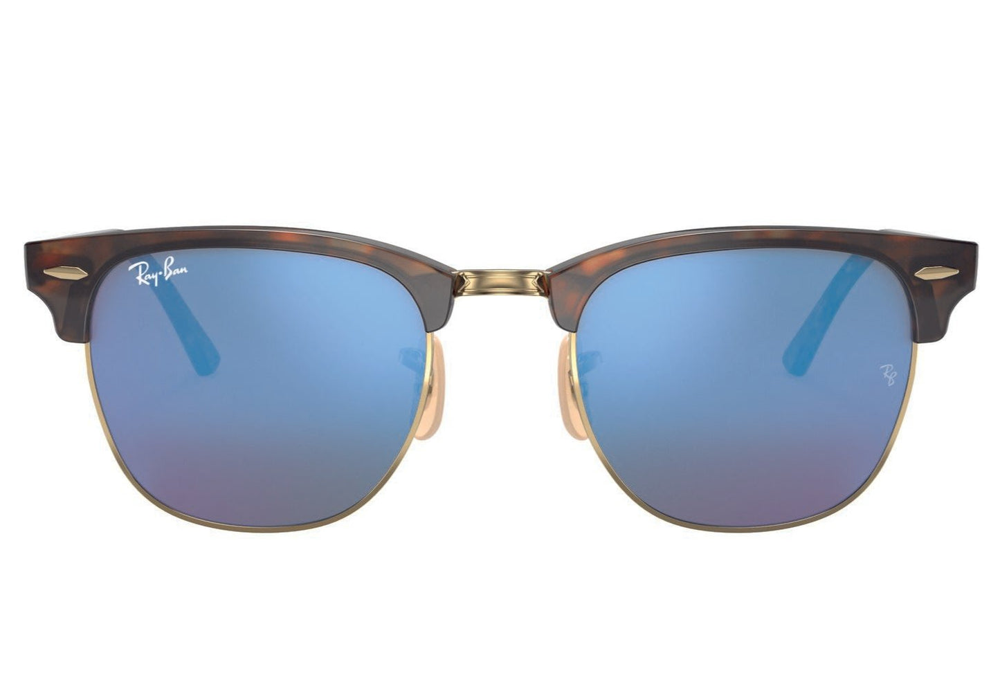 Ray Ban 3016 Clubmaster Sand Havana Gold Grey Mirror Blue RB3016 114/517 (51)