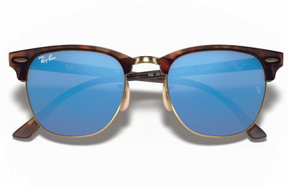 Ray Ban 3016 Clubmaster Sand Havana Gold Grey Mirror Blue RB3016 114/517 (51)