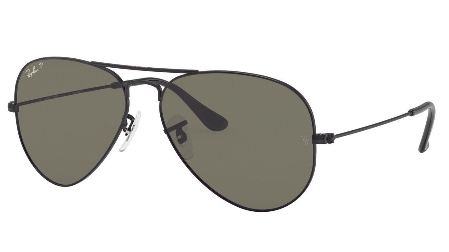 Ray-Ban Aviator 3025 (62) Polarised Black Green (3025 002/58 62)