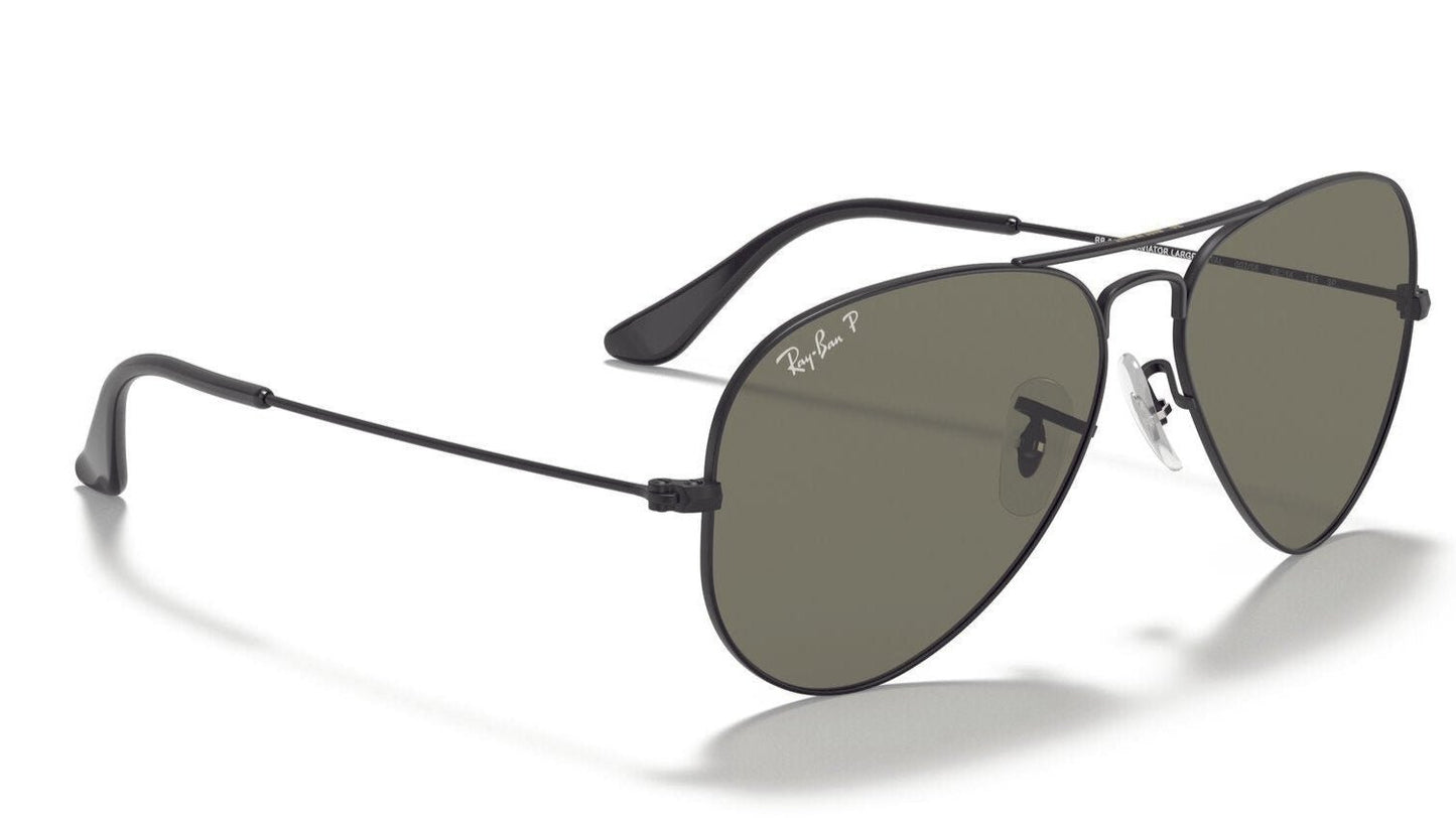 Ray-Ban Aviator 3025 (62) Polarised Black Green (3025 002/58 62)