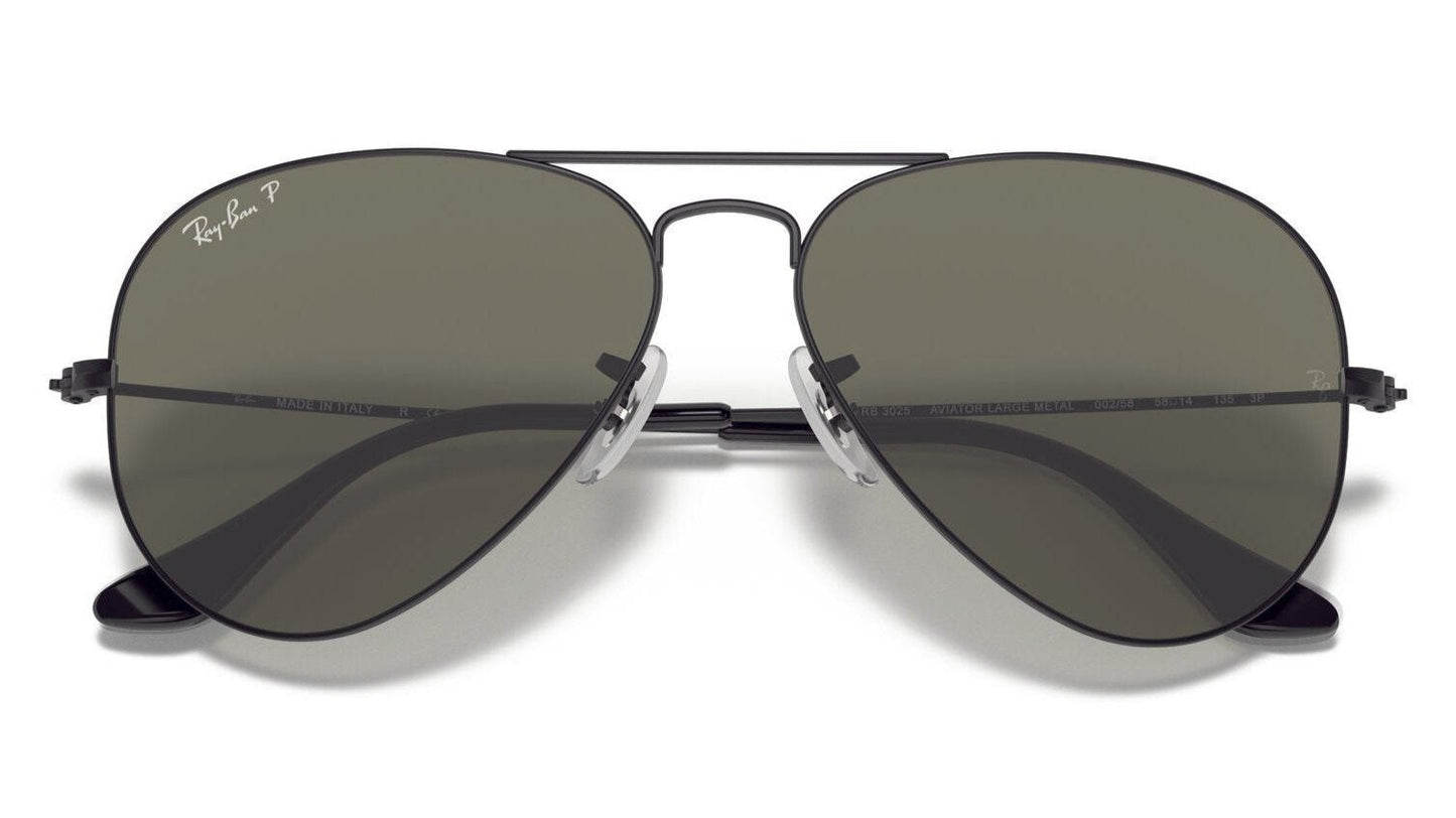 Ray-Ban Aviator 3025 (62) Polarised Black Green (3025 002/58 62)