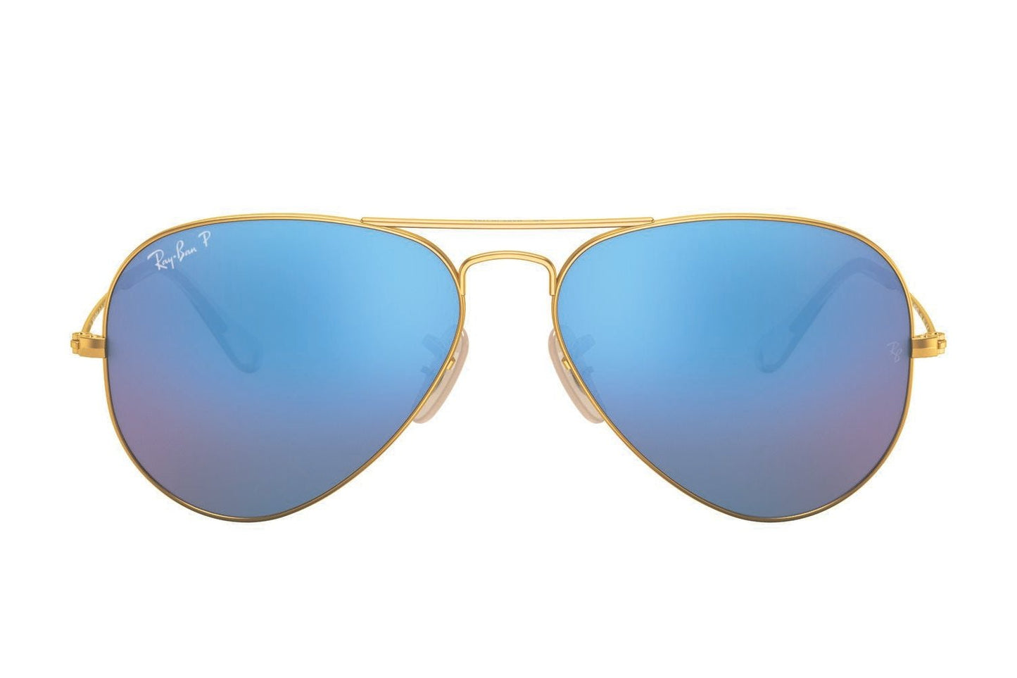 Ray-Ban Aviator Sunglasses Matte Gold Blue Mirror – Great