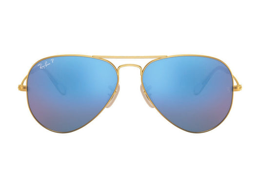 Ray-Ban 3025 Aviator Polarised Matte Gold Blue Mirror RB3025 112/4L (58)