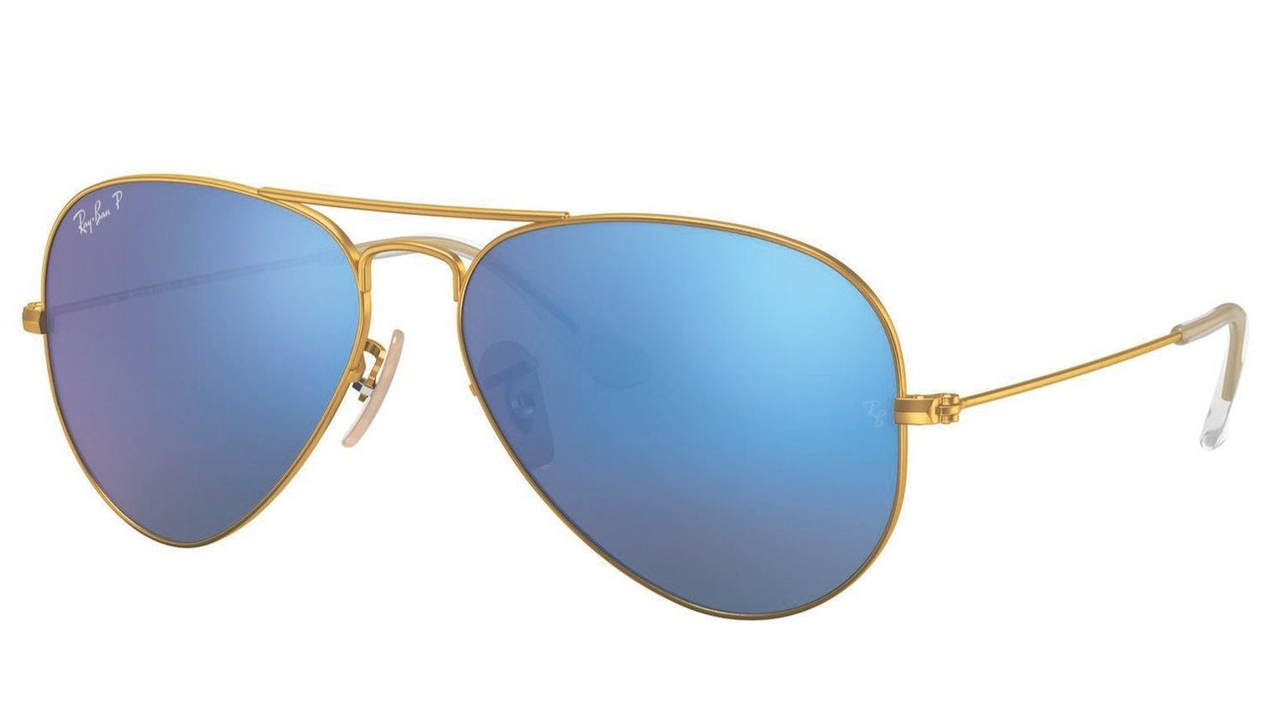 Ray-Ban Aviator 3025 Polarised Matte Gold Blue Mirror (3025 112/4L)